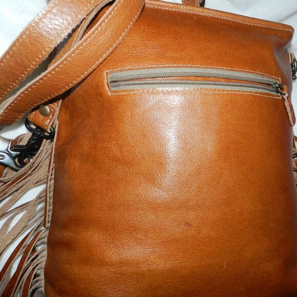 Myra Bag Hand-Tooled Leather Hairon Cowhide fringed Shoulder Bag🆕SHIP📦🏃🏻💨⚡ - Picture 12 of 16